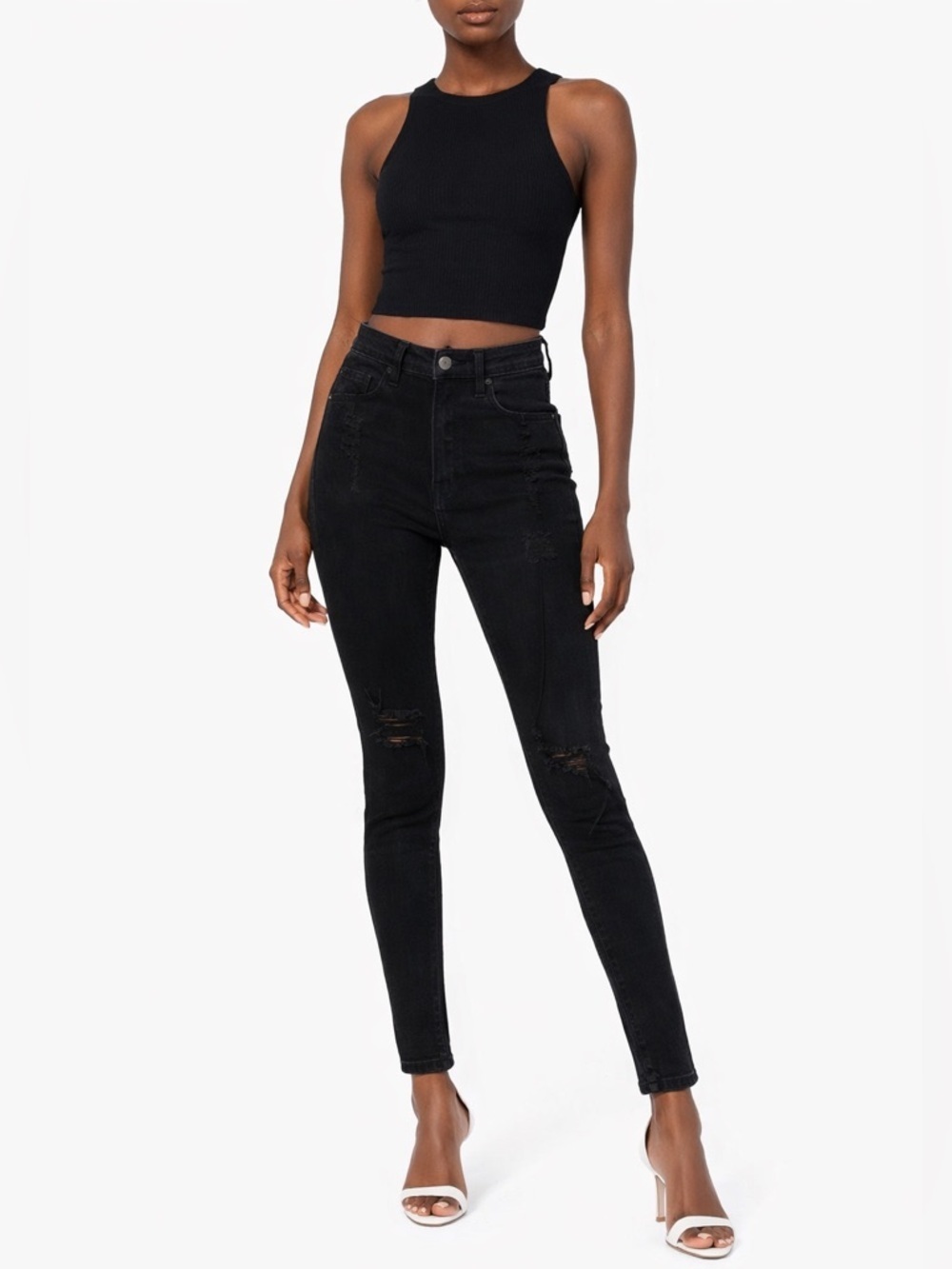 Indigo Rein SZ 25 (3) NWT black ripped 5-pocket skinny ankle length, waist 25”